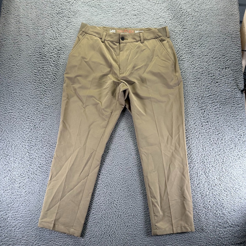 Lee Tri-Flex MVP Pant Mens 36x29‎ Beige Polyester Khakis Tapered Utility Stretch